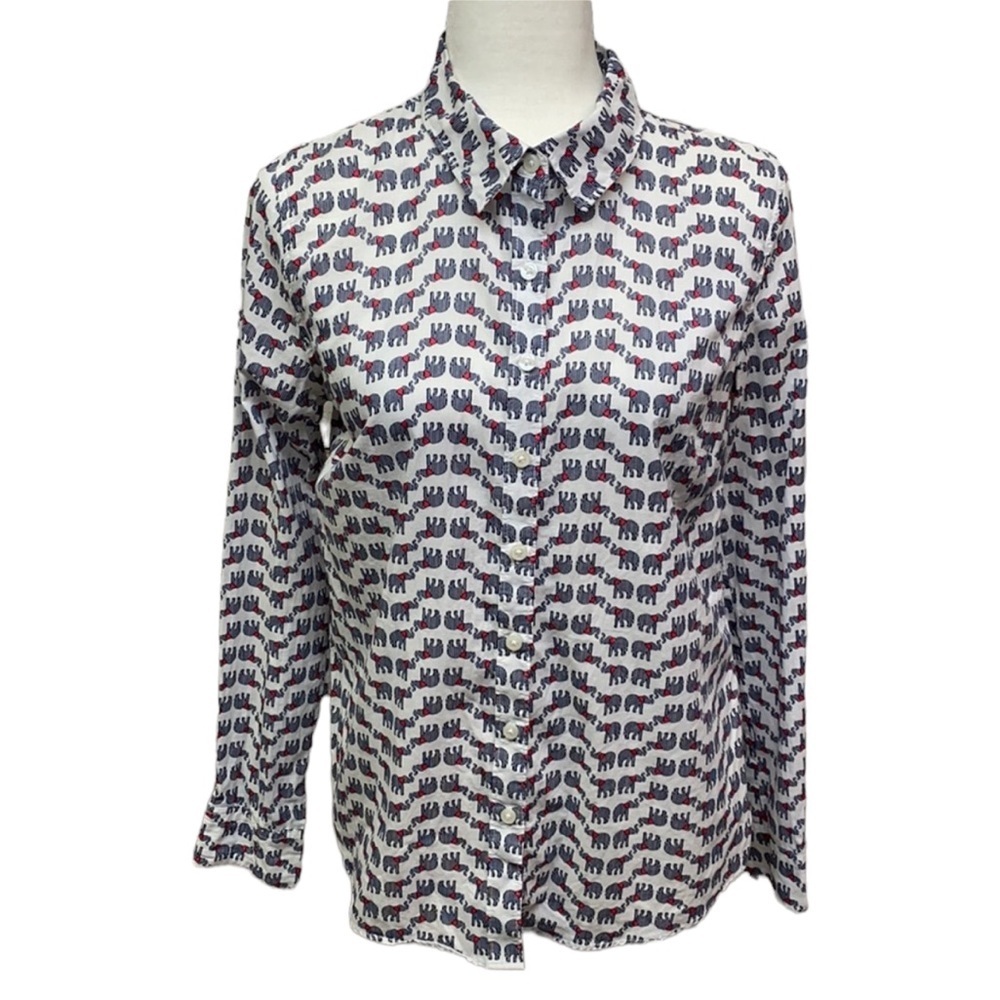 Crown & Ivy Elephant Cotton Long Sleeves Blouse